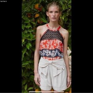 Anthropologie Meadow Rue Print crochet neck tank top